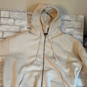 Brandy Melville Oversized Hoodie with Zipper. Size L. Cream color.